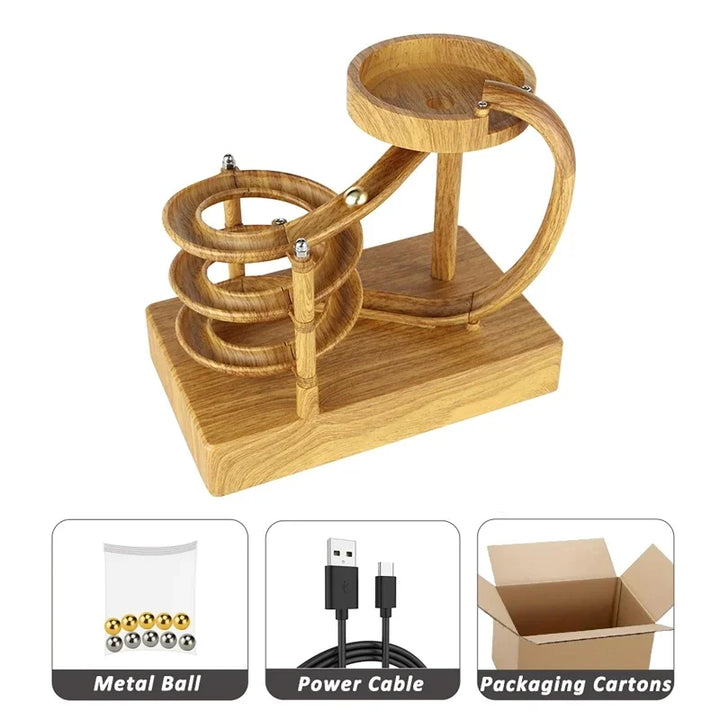 Skanto | Tre Holz Perpetual Spiral Motion Kinetic Ball Roller Vitenskapelig leketøy