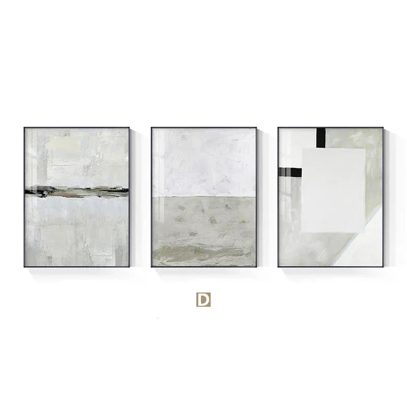 Minimalistisk beige-grå fargeblokk abstrakt veggkunst Fine Art lerretstrykk bilder for moderne leiligheter stue soverom moderne interiør | Skanto