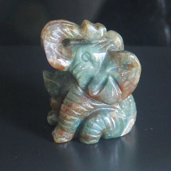 Skanto Blandede edelsten Krystall sittende Elefant Figur Dyreskulptur hjemmedekor 2''
