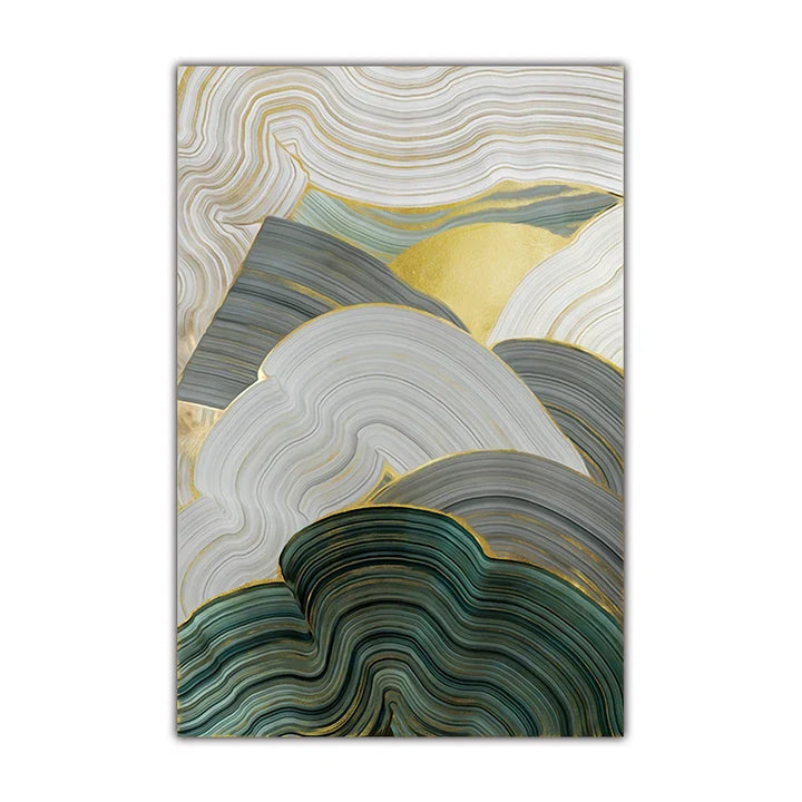 Green Beige Gray Fluid Swirls Abstract Wall Art Fine Art Canvas Prints Pictures For Modern Apartment Dining Room Living Room Art Decor | Skanto