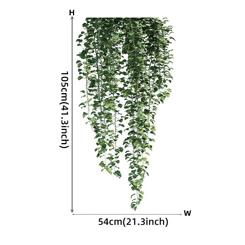 Realistic Green Vine Wall Decal 54x105cm Green Leaves Wall Sticker Removable Peel and Stick PVC Vinyl Mural for Creative DIY Home Decor | Skanto