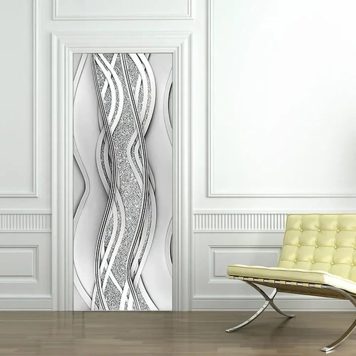 Modern Abstract Pearl Geometric Door Sticker Mural Removable PVC Vinyl Peel N Stick Wall Art Mural Sticker for Indoor Doors Creative DIY Home Deco | Skanto