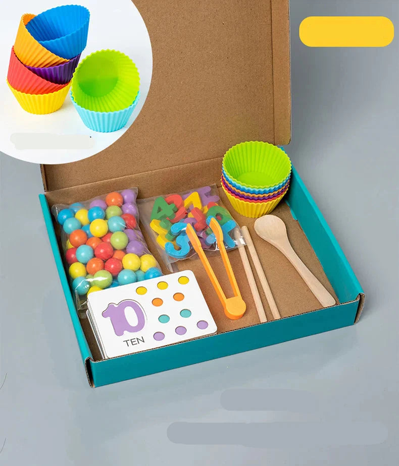 Norvo | Montessori Ball Tall Numbers og Farger Sorteringssett for Å Lære Å Beregne