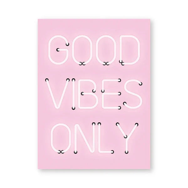 Good Vibes Only Neon Pink Poster Wall Art Fine Art Canvas Prints Positivity Picture For Living Room Girls Bedroom Lounge Art Decor | Skanto