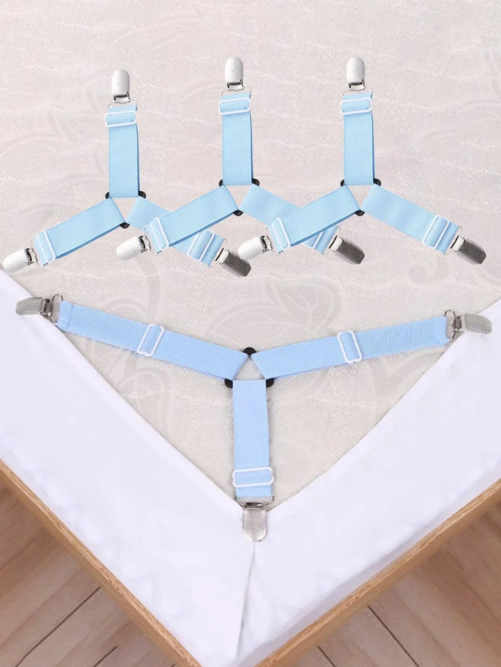 Skanto | GRIPFIX Spannlakenholder-set | 4-Pack Trekantede Lakenbånd | Justerbar & Anti-glid – For madrasser, duker & dekker