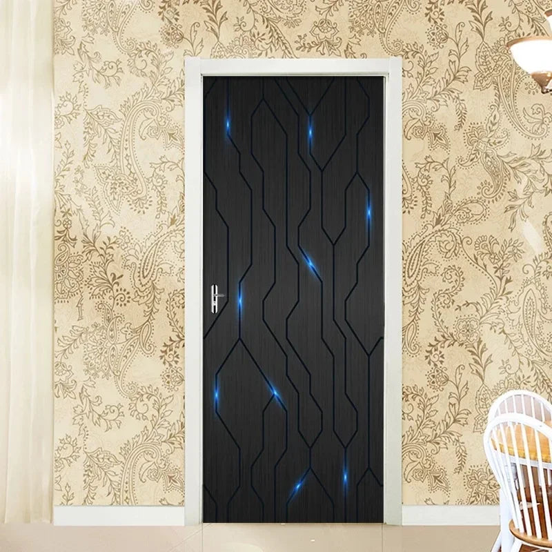 Modern Abstract Pearl Geometric Door Sticker Mural Removable PVC Vinyl Peel N Stick Wall Art Mural Sticker for Indoor Doors Creative DIY Home Deco | Skanto