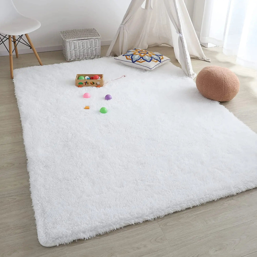 Flauschiger, ultraweicher, rutschfester Teppich mit Memory-Schaum-Kissen