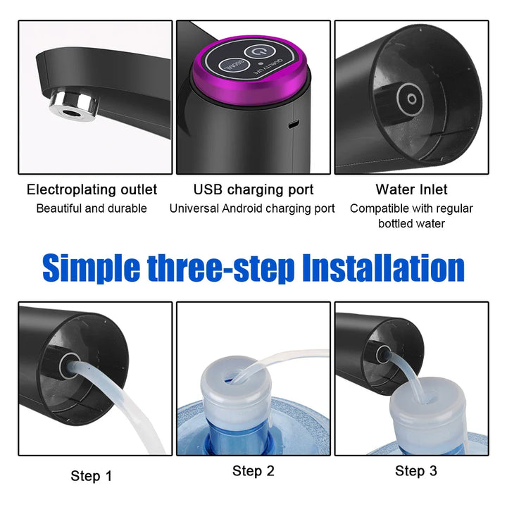 Skanto | Elektrisk Vann Dispensere AquaOne Touch | Berøringskontroll | USB Lading | For Gallon Flasker