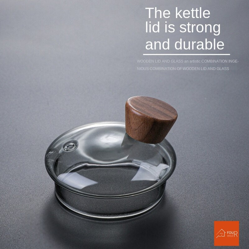 Norvo | Japansk Glass Teapot med Trehåndtak, Koke Teapot, Elektrisk Keramisk Komfyr, Te Maker, Høy- Kvalitets Te Set, Varmebestandig Teapot, 700 ml