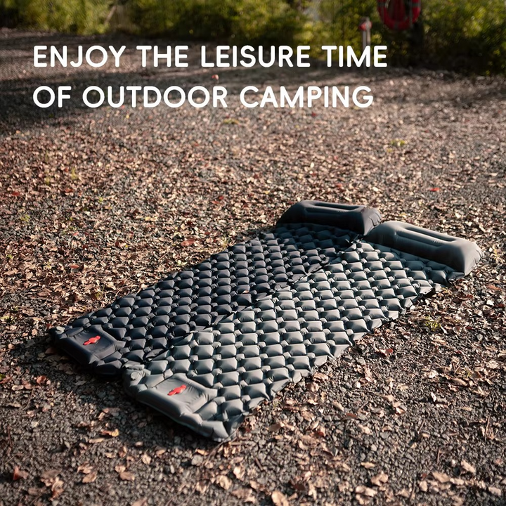 Aufblasbare Camping-Isomatte mit integriertem Kissen, selbstaufblasendes Luftkissen for Wanderungen og Outdoor-Reisen