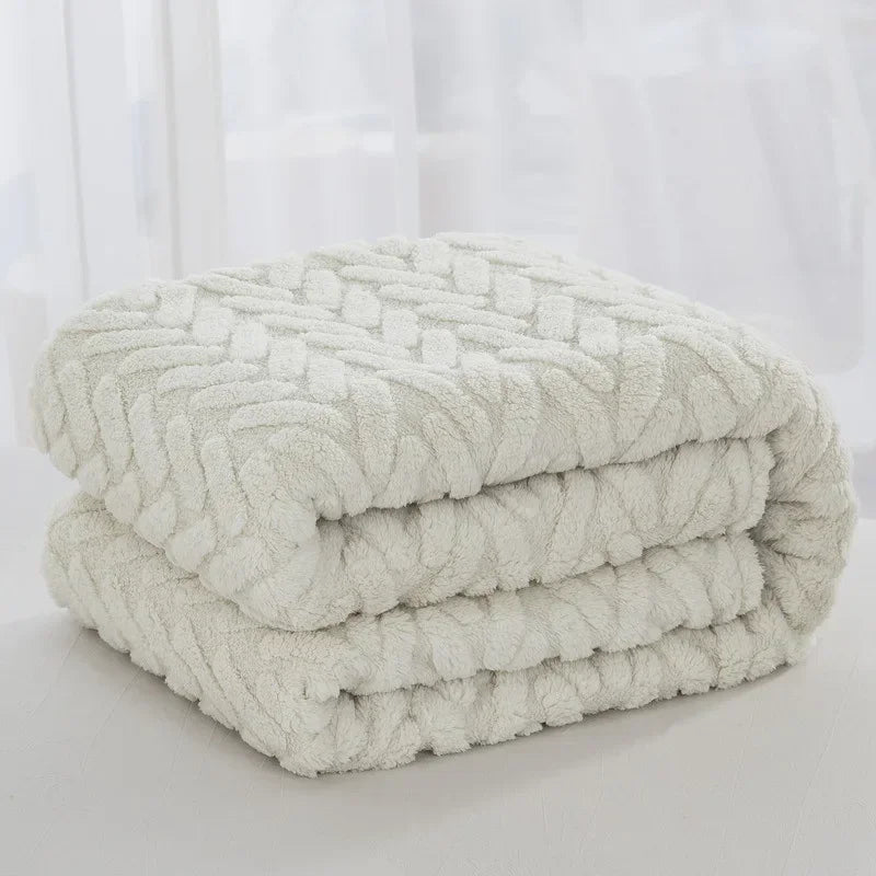 Skanto | Jacquard Fleece Teppe CozyWeave | Enkelt Lag & Dobbeltsidig | Myk Tafu & Shu Bomull Fleece | For Høst & Vinter