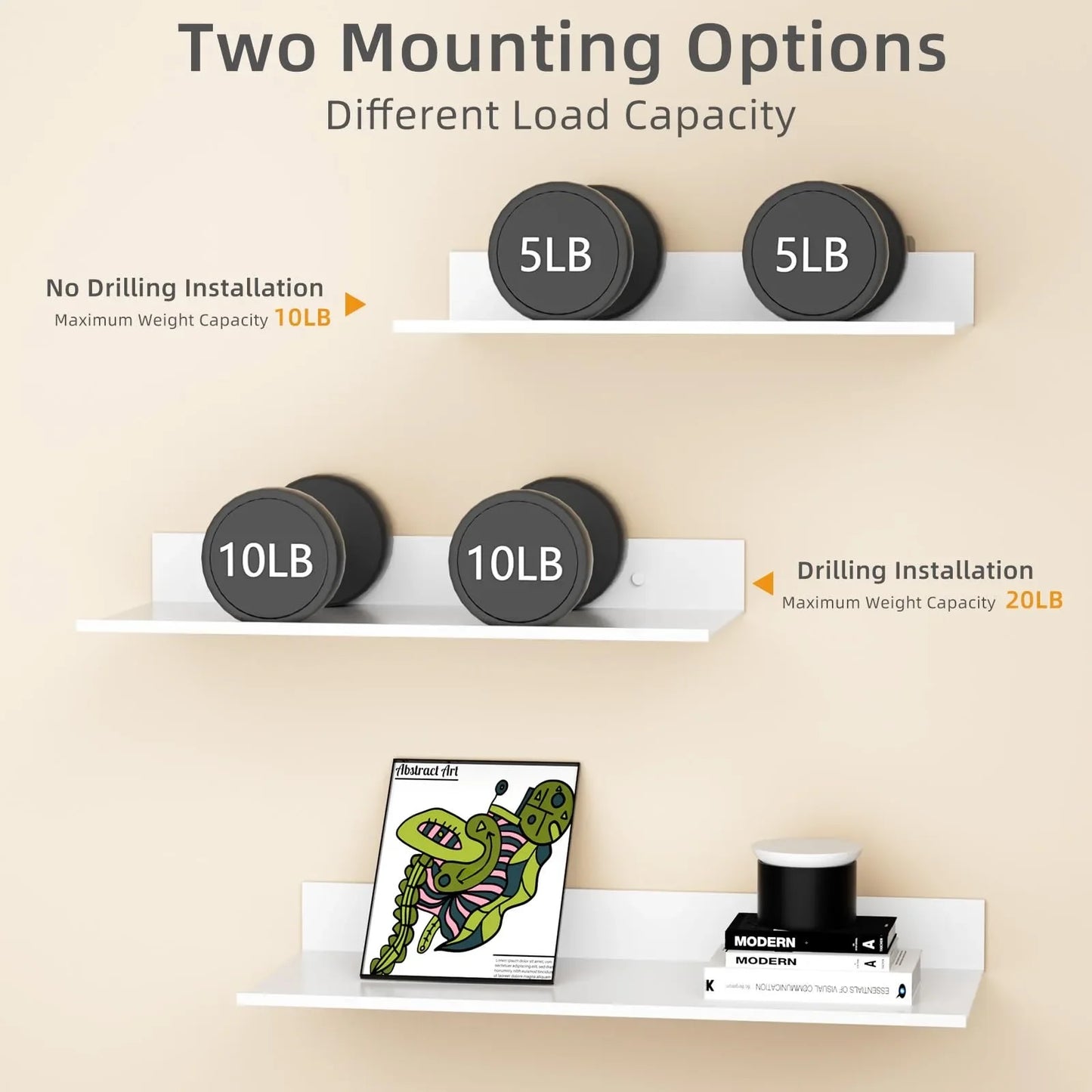 Norvo | Metallura | Vegghylle laget av metall | Flytende hylle 30/40/50 cm | Plassbesparende oppbevaring for bad, kjøkken og soverom