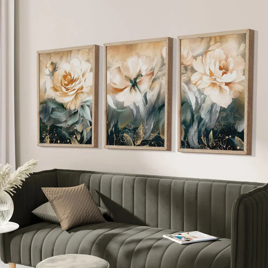 Serene Pastel Petals Floral Abstract Wall Art Fine Art Canvas Print Modern Botanical Pictures For Living Room Dining Room Art Decor | Skanto