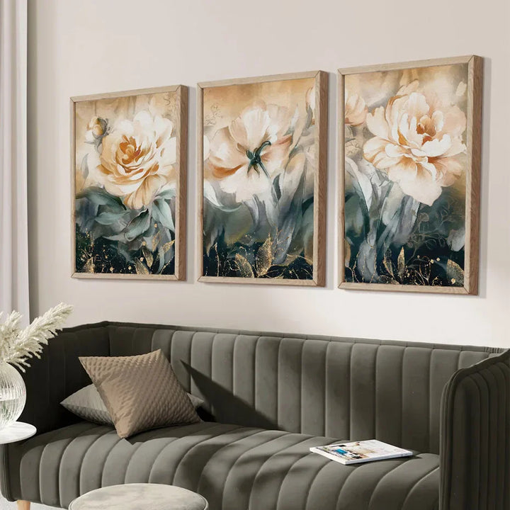 Serene Pastel Petals Floral Abstract Wall Art Fine Art Canvas Print Modern Botanical Pictures For Living Room Dining Room Art Decor | Skanto