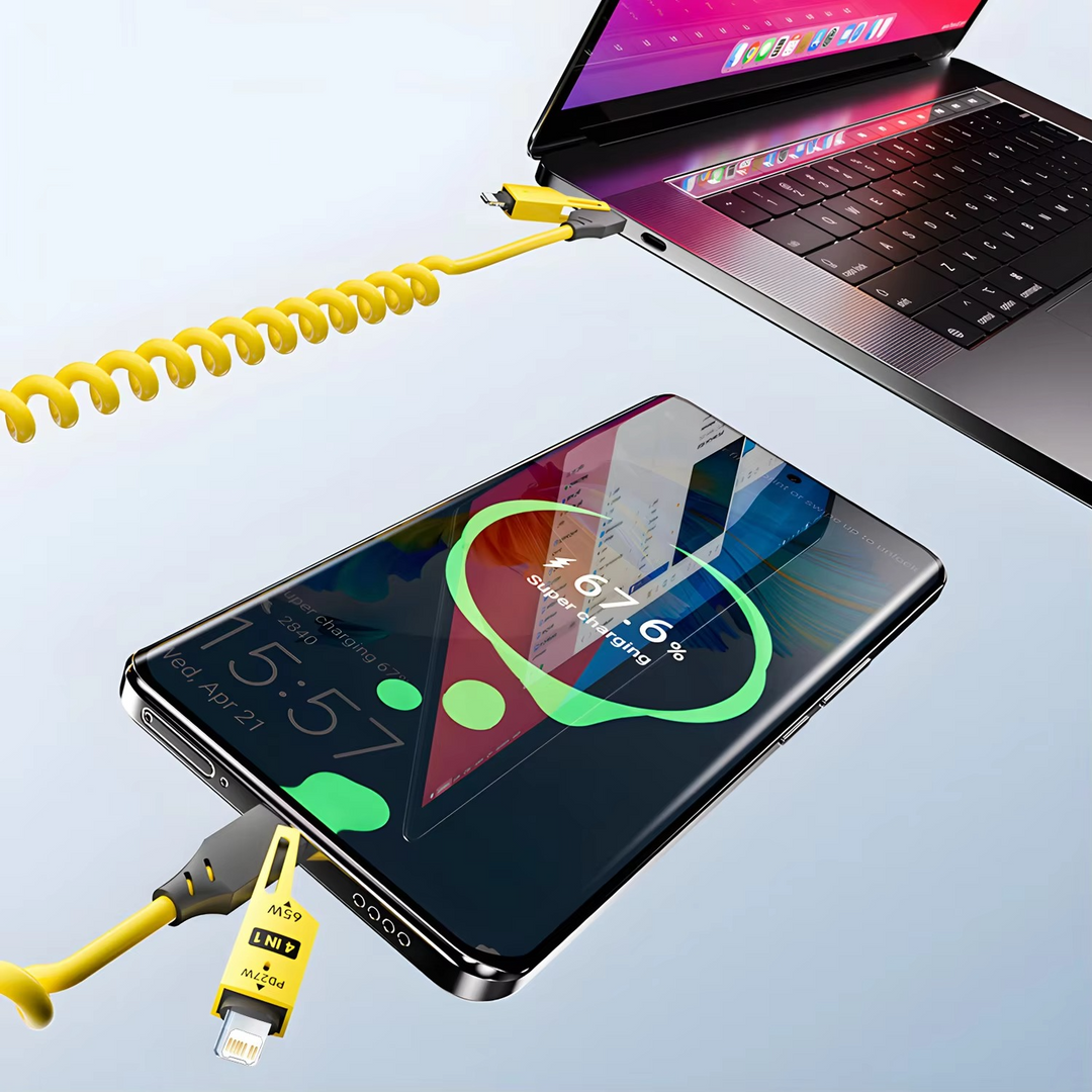 Skanto | Multi-enhet 65W hurtiglading USB-C-kabel for iPhone, Xiaomi, Samsung