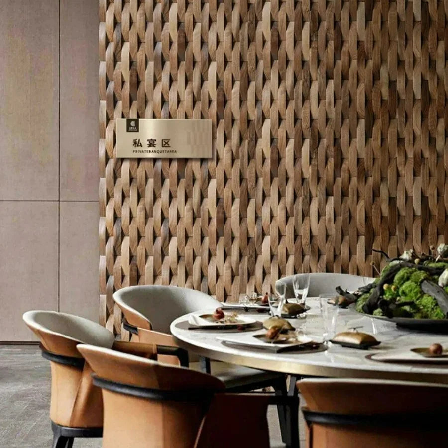 3D-Mosaik-Wandpanel fra Massivholz med Akustikdesign