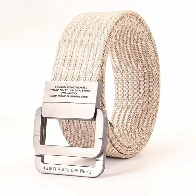 Unisex-Canvas-Gürtel – Doppelte Metallringschnalle, verstellbar