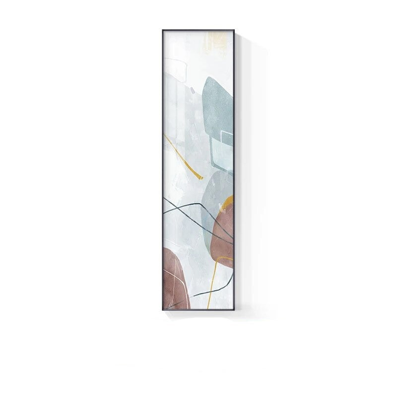 Marble Print Abstract Vertical Format Wall Art Blue Pastel Pink Pictures for Modern Living Room Bedroom Hallway Wall Decor | Skanto