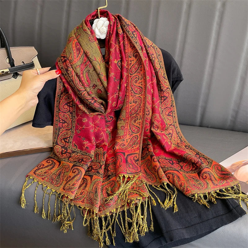 Skanto | Élégancea | Dame skjerf | Cashmere følelse | 70 × 190 cm | Luksus trykk & varm
