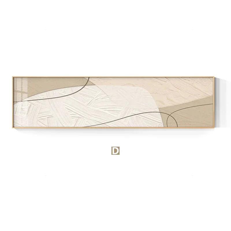 Modern Abstract Wide Format Wall Art Neutral Colors Flowing Lines Fine Art Canvas Prints Pictures for Above Sofa Art for Above Bed | Skanto