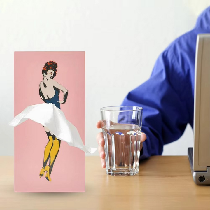 Skanto | Retro rektangulær ansiktsvevd boks for sminke, benkeplate eller nattbord