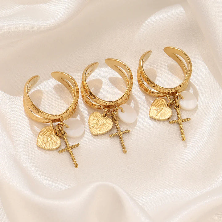 Skanto | Delikat Kors & Hjerte Initial Ring