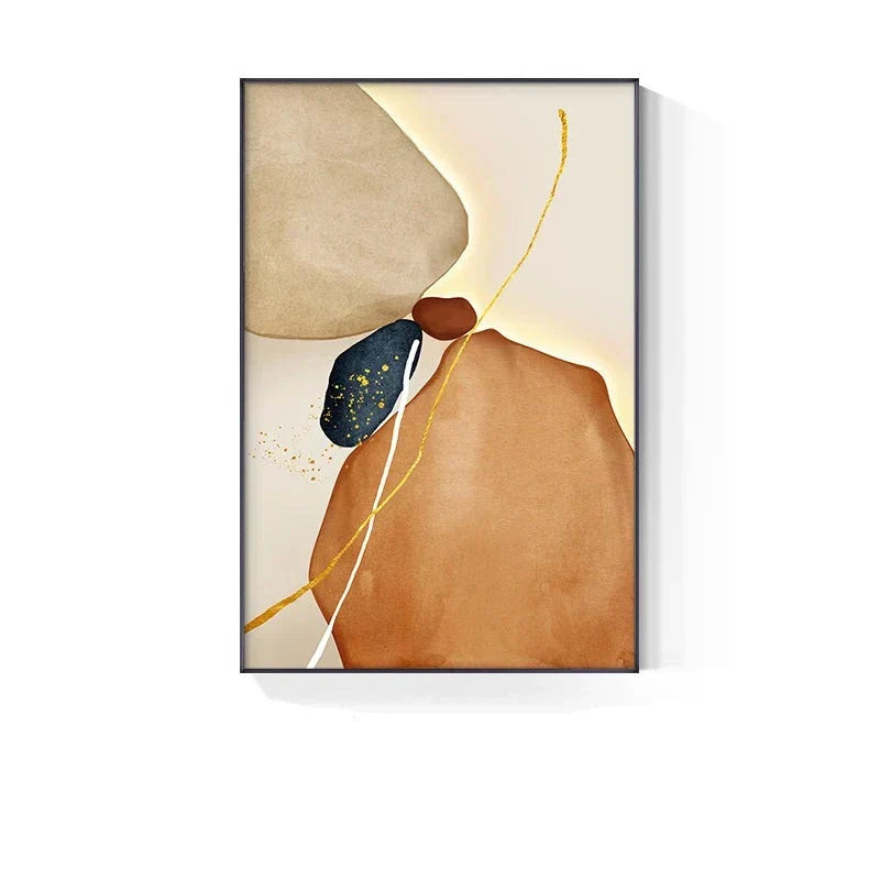 Modern Abstract Nordic Zen Stone Wall Art Fine Art Canvas Prints Neutral Tones Geometric Design Pictures for Modern Interior | Skanto