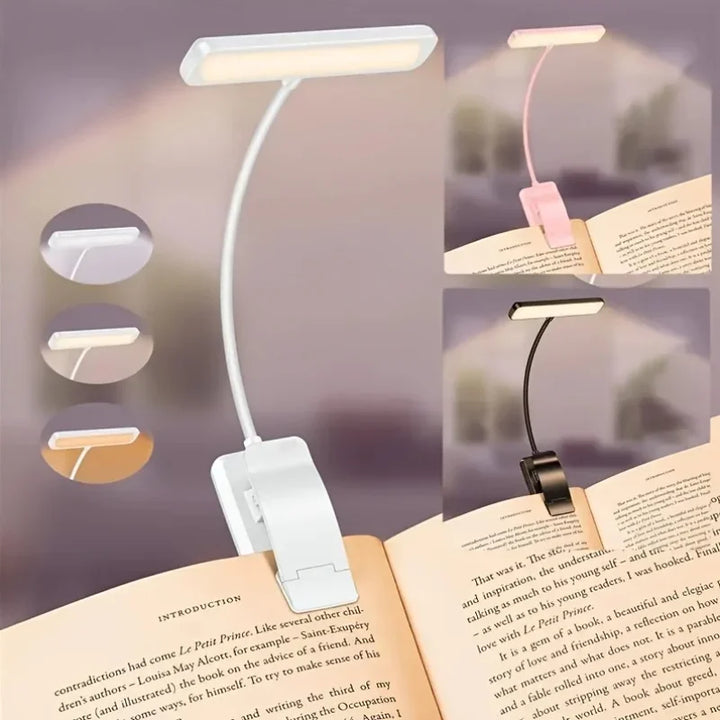 Skanto | Leselampe FlexiRead | USB oppladbar | 3 lysfarger & dimbar | Klem & fleksibel arm