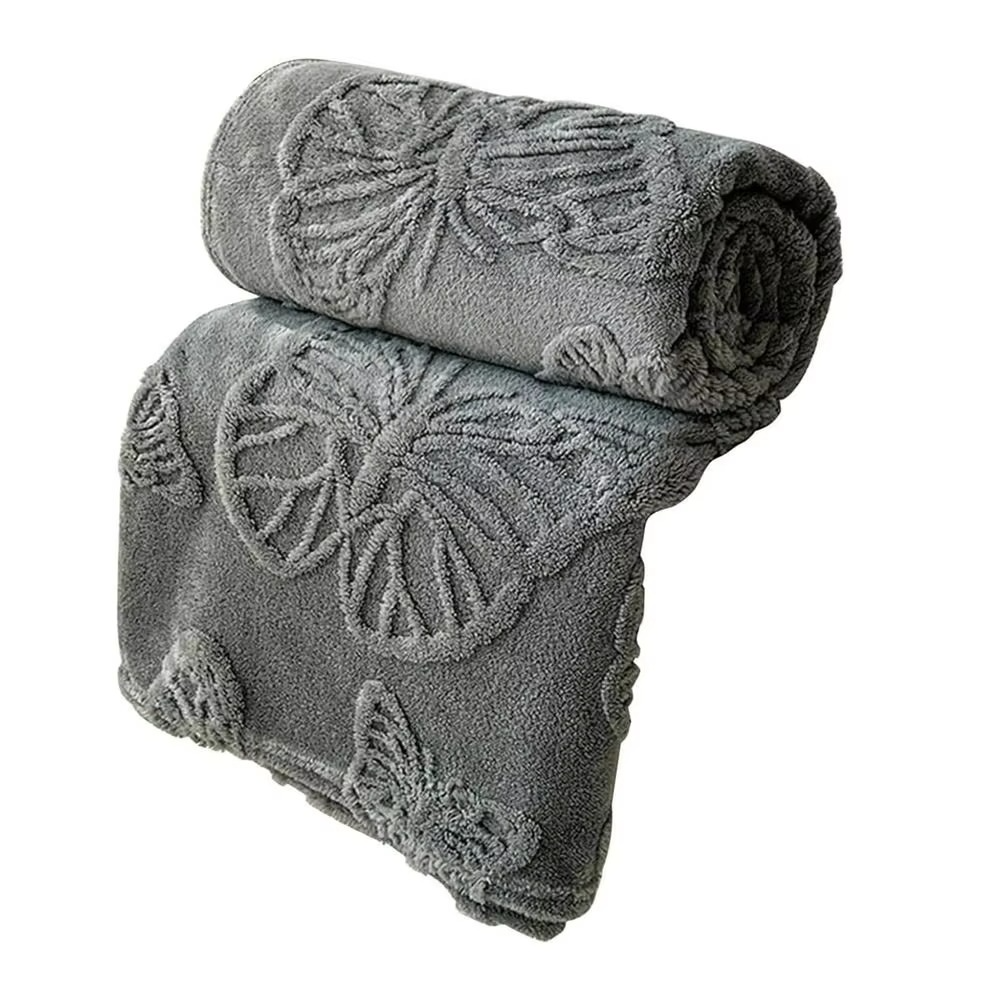 Dobbeltsidig avkjølende teppe med pustende kald effekt og 3D sommerfugl jacquard-design | Skanto
