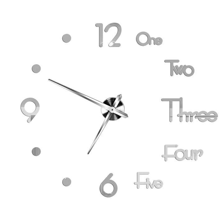 Large DIY 3D Mirror Acrylic Wall Clock for Kitchen, Dining Room, Living Room | Skanto