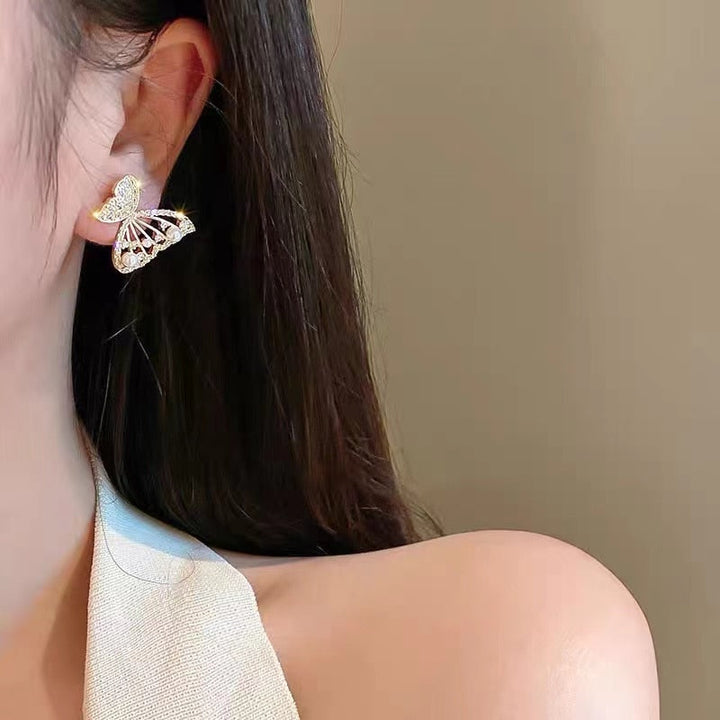 Skanto | Shiny Zircon Koreansk Stil Butterfly Chic Øredobber