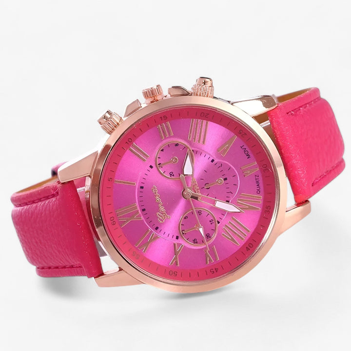 Camille Damenuhr mit wasserdichtem Lederarmbånd, 42mm