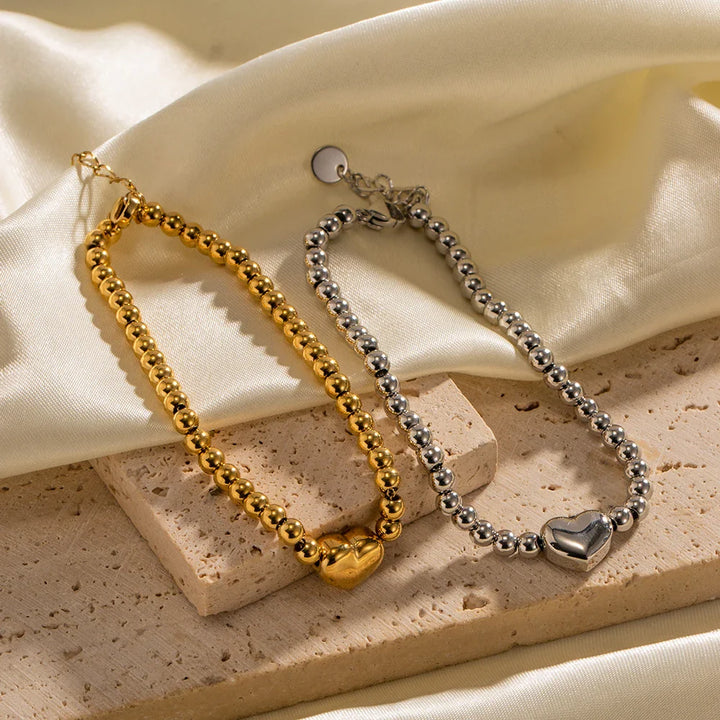 Skanto | 18k Klassisk Beaded Hjerte Armbånd