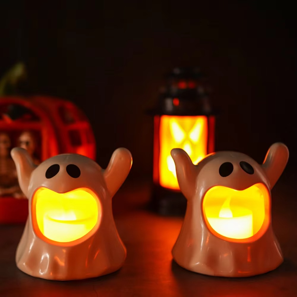 Skanto | Lysende Spøkelse Halloween Lampe – LED Spøkelse Dekorasjon med Batteribelysning