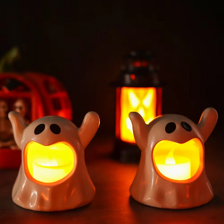 Skanto | Lysende Spøkelse Halloween Lampe – LED Spøkelse Dekorasjon med Batteribelysning