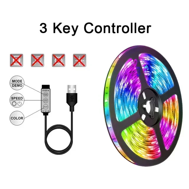 Skanto | RGB 5050 LED-stripe lys med fjernkontroll og appkontroll - USB-drevet