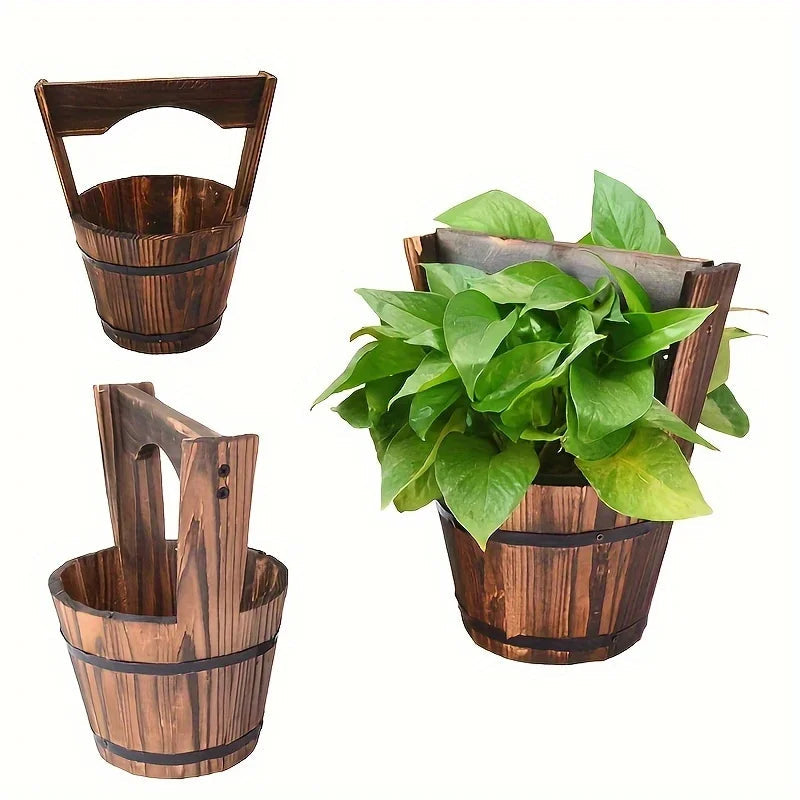 Klassiske hageblomsterpotter med trelook Skanto
