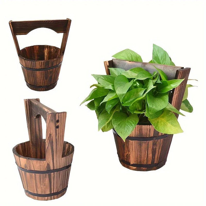Klassiske hageblomsterpotter med trelook Skanto