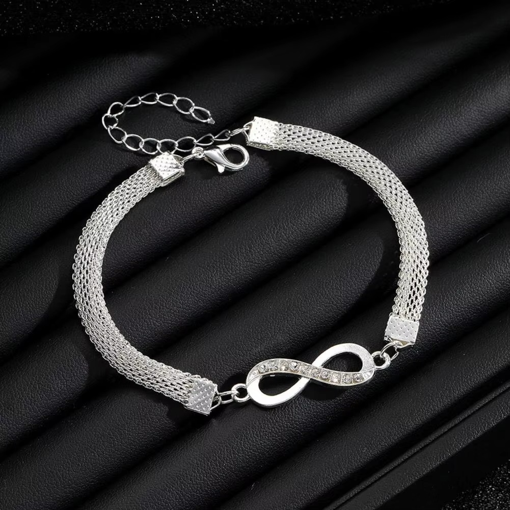 Skanto | Elegant Rhinestone Heart & Infinite Bracelet Set for Women - 3 Pieces