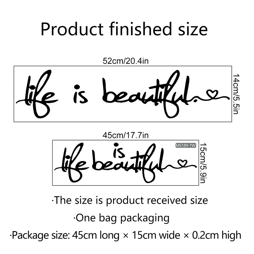Beautiful Life Inspirational Wall Sticker Removable Peel and Stick Daily Mantra Wall Decal Creative DIY Home Decor for Living Room Bedroom Dining Room | Skanto