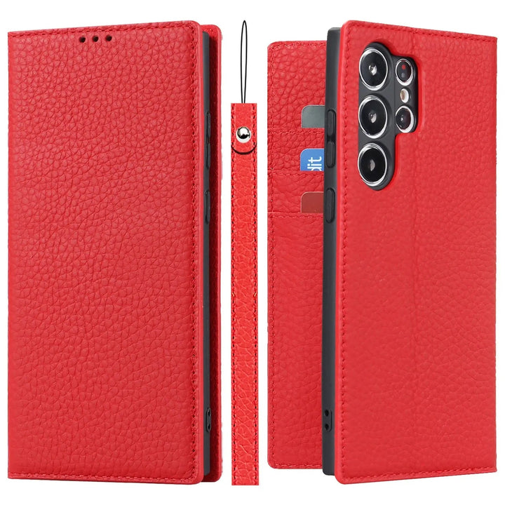 ekte lær lommebokdeksel for Samsung Galaxy S23 Ultra Skanto