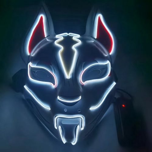 Skanto | Luminous LED Full Face Fox Maske for Halloween & Cosplay