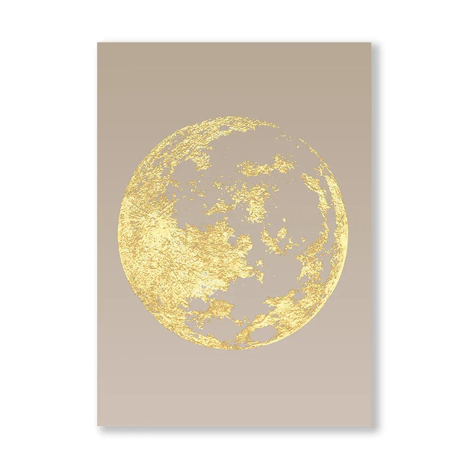 Blue Minimalist Golden Abstract Floral Wall Art Fine Art Canvas Prints Pictures for Luxury Living Room Dining Room Home Office Art Decor | Skanto