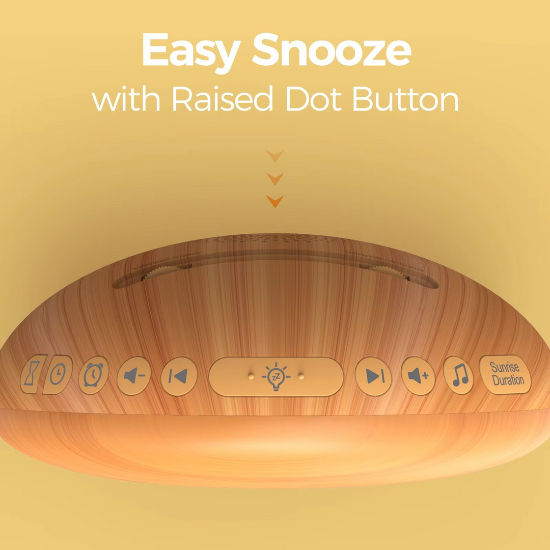 Skanto | Sunrise Wake-Up Light Alarmklokke med 8 farger, 26 søvnlyder og tregrainedesign