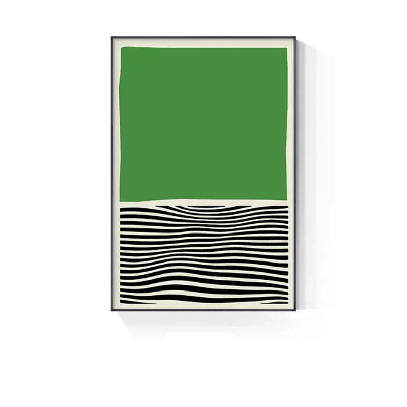 Abstract Green Geometric Line Art Wall Art Fine Art Canvas Prints Pictures for Modern Apartment Living Room Home Office Art Decor | Skanto