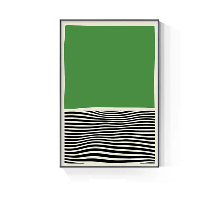 Abstract Green Geometric Line Art Wall Art Fine Art Canvas Prints Pictures for Modern Apartment Living Room Home Office Art Decor | Skanto