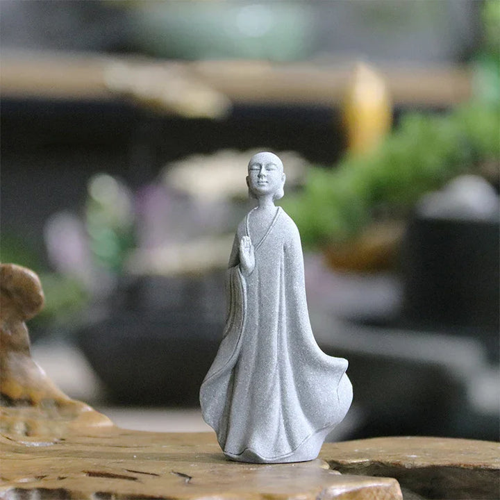 Skanto | Buddha Stein Statue Liten Buddhiste Munker Tibetansk Buddhisme Figurer Zen Hage Ornament Meditasjon Hjem Akvarium Dekorasjon