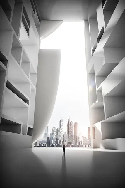 Modern Geometric Architectural Landscape Wall Art Fine Art Canvas Prints Pictures for Studio Home Office Entryway Inspiring Art Decor | Skanto