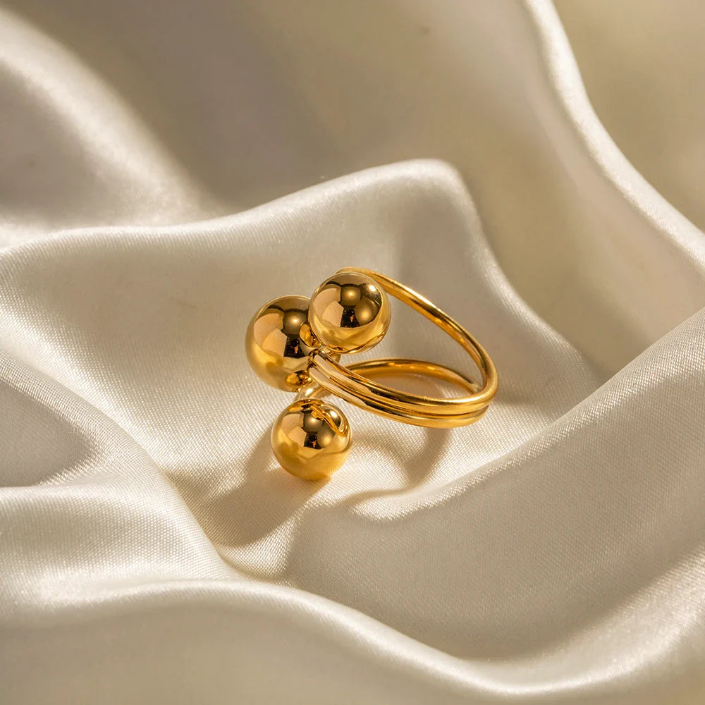 Skanto | 18k Bold Tre Kule Åpen Ring