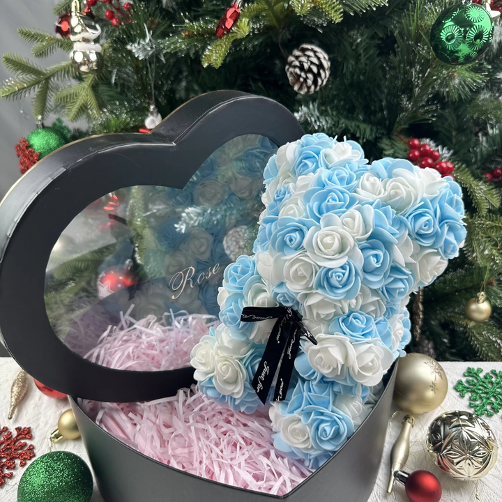 Skanto | 9.8in Kunstig Rose Teddy Bjørn Gave med Presentasjonsboks - Romantisk Jubileum eller Valentines Dag Dekor